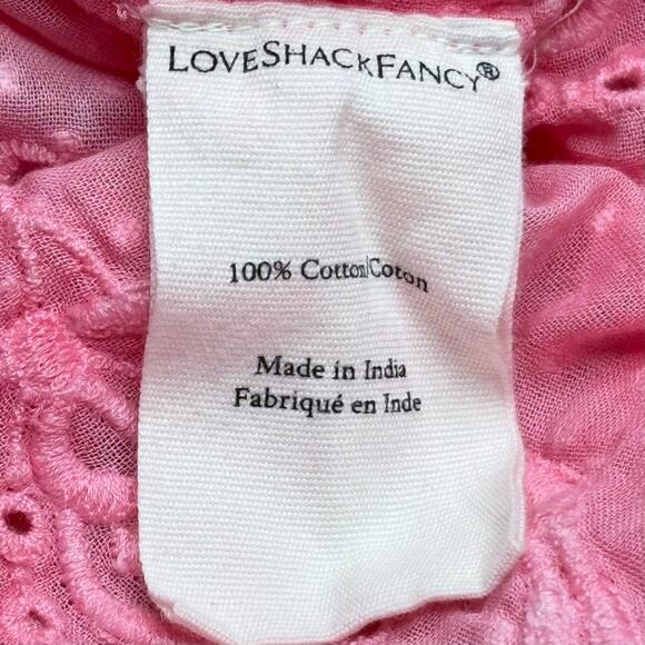 Love Shack Fancy Pink Boho Swiss Dot Eyelet Cotton Bronte XS - Picture 6 of 9